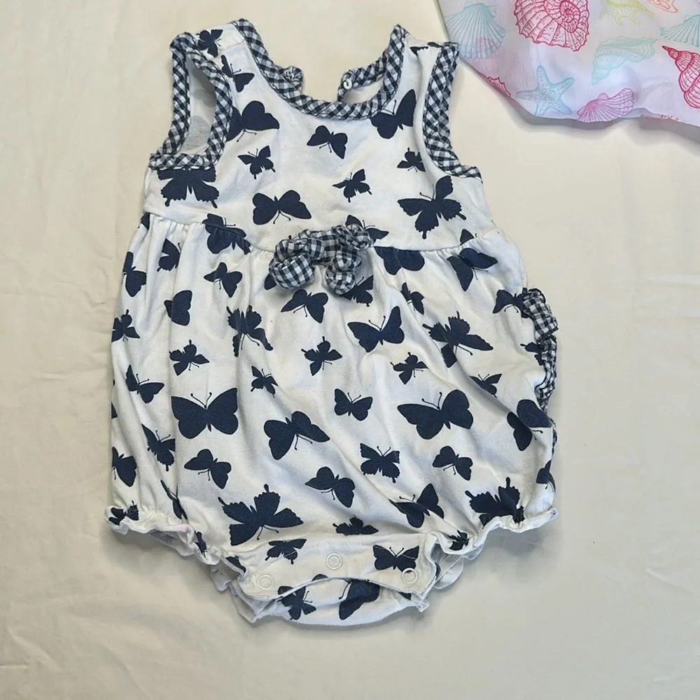 Baby Essentials Set of Three Baby Onesies size 9 months  - Pink, White, and Blue